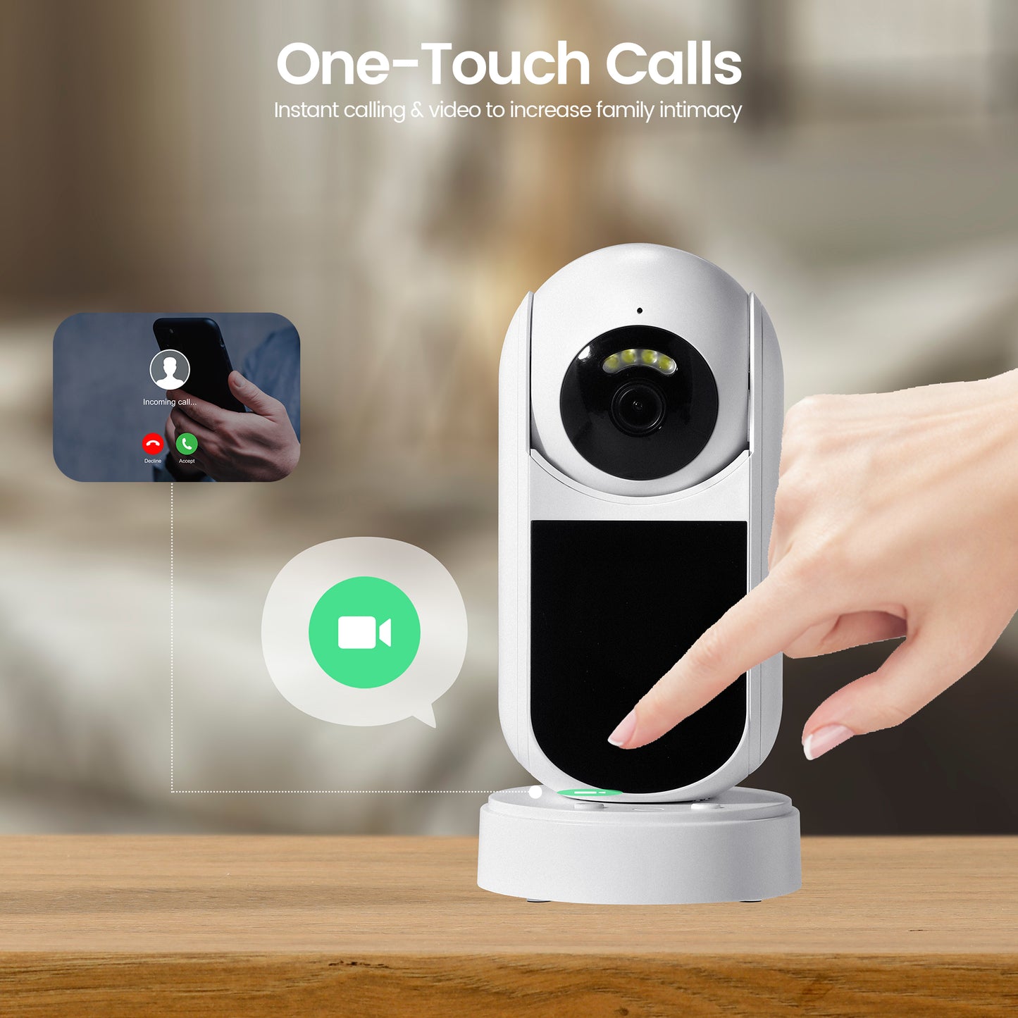 CapyBud 2.5K Camera for Home Security, 2.4 In HD 360-Degree Baby Monitor