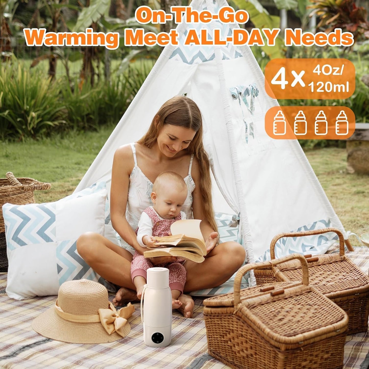 CapyBud Portable Bottle Warmer, Bottle Warmer for Breastmilk and Formula, 12 Oz Cordless Bottle Warmer